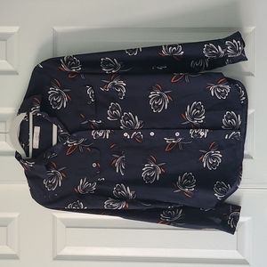 Navy blue patterned top from LOFT